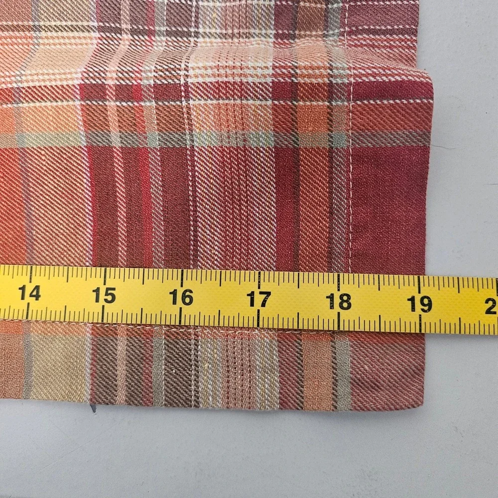 Pottery Barn Newton Plaid Napkins Set of 4 Cotton Linen Orange Fall Rustic 19x19
